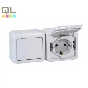   FORIX IP44 2P KAPCSOLÓ 2P+F CSATLAKOZÓALJZAT CSAPÓFEDÉLLEL FEHÉR 782372