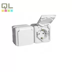   FORIX IP44 FK 2X2P+F FÖLDELT CSATLAKOZÓALJZAT 16A CSAPÓFEDÉLLEL FEHÉR 782374