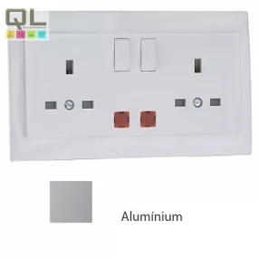   EFAPEL 90343_CAL Komplett dupla csatlakozóaljzat visszajelzővel (brit típusú) alumínium