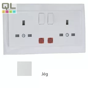   EFAPEL 90343_CGE Komplett dupla csatlakozóaljzat visszajelzővel (brit típusú) jég