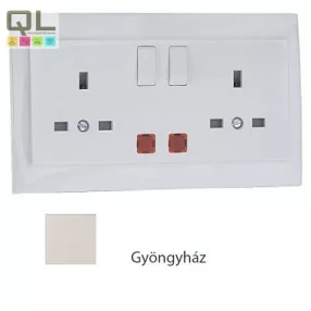   EFAPEL 90343_CPE Komplett dupla csatlakozóaljzat visszajelzővel (brit típusú) gyöngyház