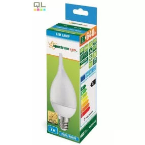   Spectrum LED 7W gyertyaláng alakú LED hideg fehér 230V E14  5500-6500K, 160° 17000h