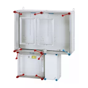   HENSEL 1 és 3 fázisú két mérőhelyes fogyasztásmérő szekrény, mindennapszaki(80A) és vezérelt(32A)/H-tarifa(63A) szabadvezetékes HB33K0-U