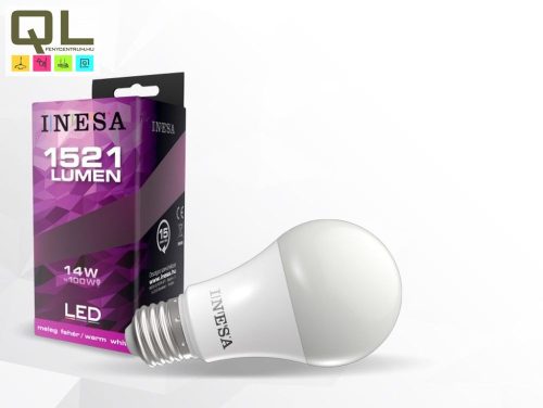 INESA LED 14W körte alakú melegfehér fényforrás E27 1521lm 60292 - !!!A termék értékesítése megszűnt!!!
