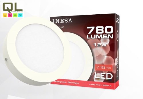INESA LED PANEL 12W meleg fehér 780lm 172mm IP20 60367 - !!!A termék értékesítése megszűnt!!!