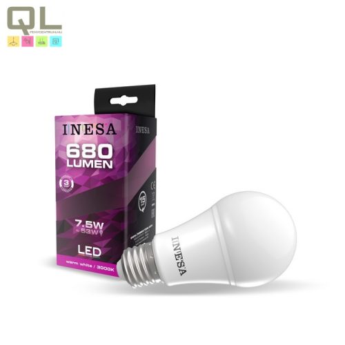 INESA E27 LED Körte 7,5W 3000K 180° 60601 - !!!A termék értékesítése megszűnt!!!