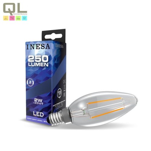 INESA E14 LED szálas Gyertya 2W 2700K 60619 - !!!A termék értékesítése megszűnt!!!