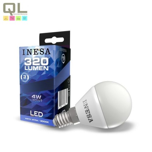 INESA E14 LED Kisgömb 4W 3000K 160° 60633 - !!!A termék értékesítése megszűnt!!!
