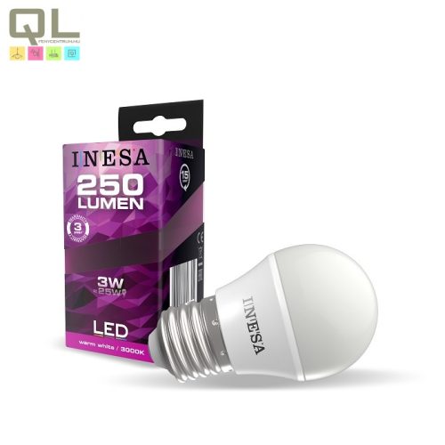 INESA E27 LED Kisgömb 3 3000K 160° 60639 - !!!A termék értékesítése megszűnt!!!