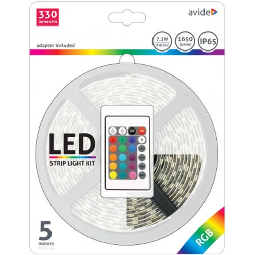 AVIDE RGB-LED szalag szett, 7,2W/m, komplett, 5m, IP65 924267