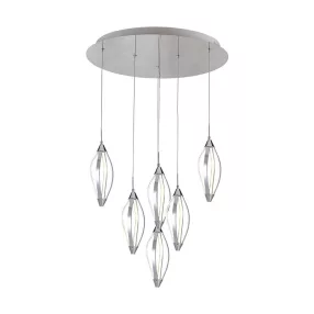   Luxera SAKURA LED függeszték/6 13,2W/6350lm 3000K Ø55cm króm/fehér 61305
