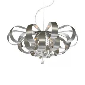   Luxera RIBBON CRYSTAL függeszték 6xG9/33W Ø60cm ↕120cm matt alu 64409