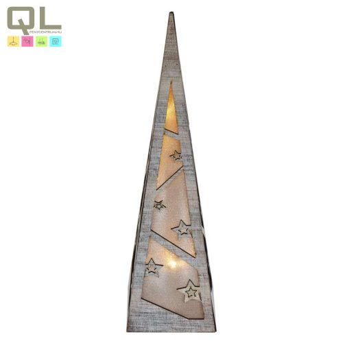 EMOS LED piramis, fa, 36 cm, 2x AA, beltéri, meleg fehér, időzítő DCWW09