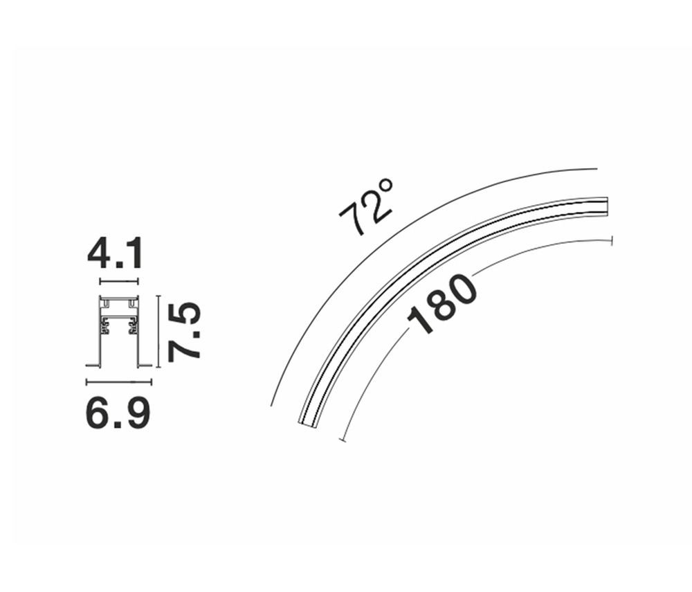 Nova Luce Profile Curve süllyeszthető sínelem NL-9212672