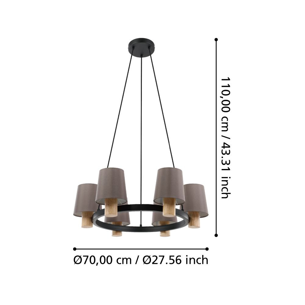 Eglo EDALE függeszték, 6XE27 40W, 43781